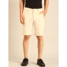 Linen Club Men's Linen Off White Solid Contemporary Fit Casual Shorts