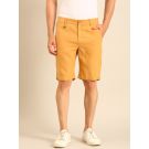 Linen Club Men's Linen Mustard Yellow Solid Contemporary Fit Casual Shorts