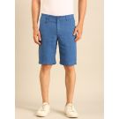 Linen Club Men's Linen Blue Solid Contemporary Fit Casual Shorts
