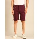 Linen Club Men's Linen Maroon Solid Contemporary Fit Casual Shorts