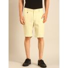 Linen Club Men's Linen Pale Yellow Solid Contemporary Fit Casual Shorts