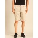 Linen Club Men's Linen Beige Solid Contemporary Fit Casual Shorts