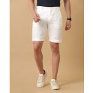 Mens Linen White Solid Contemporary Fit Casual Shorts