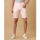 Mens Linen Pink Solid Contemporary Fit Casual Shorts
