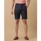 Mens Linen Navy Solid Contemporary Fit Casual Shorts
