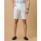 Mens Linen Blue Solid Contemporary Fit Casual Shorts