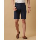 Mens Linen Blue Solid Contemporary Fit Casual Shorts