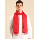 Linen Club Unisex Red Solid Linen Stole
