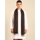 Linen Club Unisex Brown Solid Linen Stole