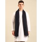 Linen Club Unisex Navy Printed Linen Stole