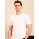 Linen Club Men's  White Digital Print Half Sleeve Crew Neck Casual T-shirt