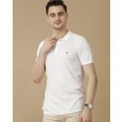 Men's Premium Blended Linen White Solid Contemporary Fit Half Sleeve Polo Neck Casual T-Shirt