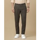Linen Club Men's Linen Brown Checked Contemporary Fit Casual Trouser