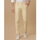 Mens Linen Yellow Solid Contemporary Fit Casual Trousers