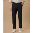 Mens Linen Blue Solid Contemporary Fit Casual Trousers