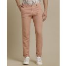 Mens Linen Peach Solid Contemporary Fit Casual Trousers
