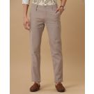 Mens Linen Brown Solid Contemporary Fit Casual Trousers