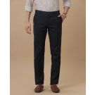 Mens Linen Blue Solid Contemporary Fit Casual Trousers