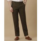 Mens Linen Brown Solid Contemporary Fit Casual Trousers
