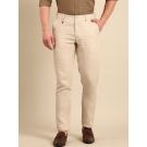 Linen Club Men's Pure Linen Natural Solid Contemporary Fit Casual Trouser
