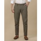 Linen Club Men's Linen Brown Solid Contemporary Fit Casual Trouser