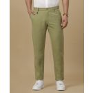 Linen Club Men's Linen Green Solid Contemporary Fit Casual Trouser