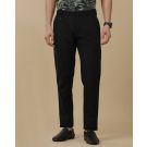 Linen Club Men's Linen Black Solid Contemporary Fit Casual Trouser