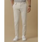 Linen Club Men's Linen Beige Solid Contemporary Fit Casual Trouser