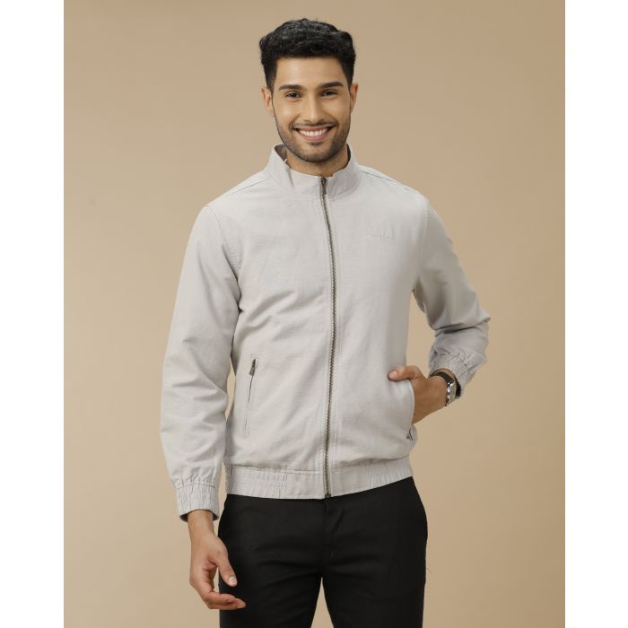 Men's Grey Solid Jacket