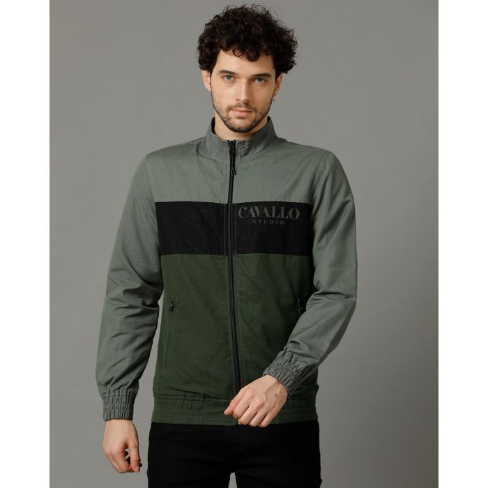 Men's Green Colour-block Jacket