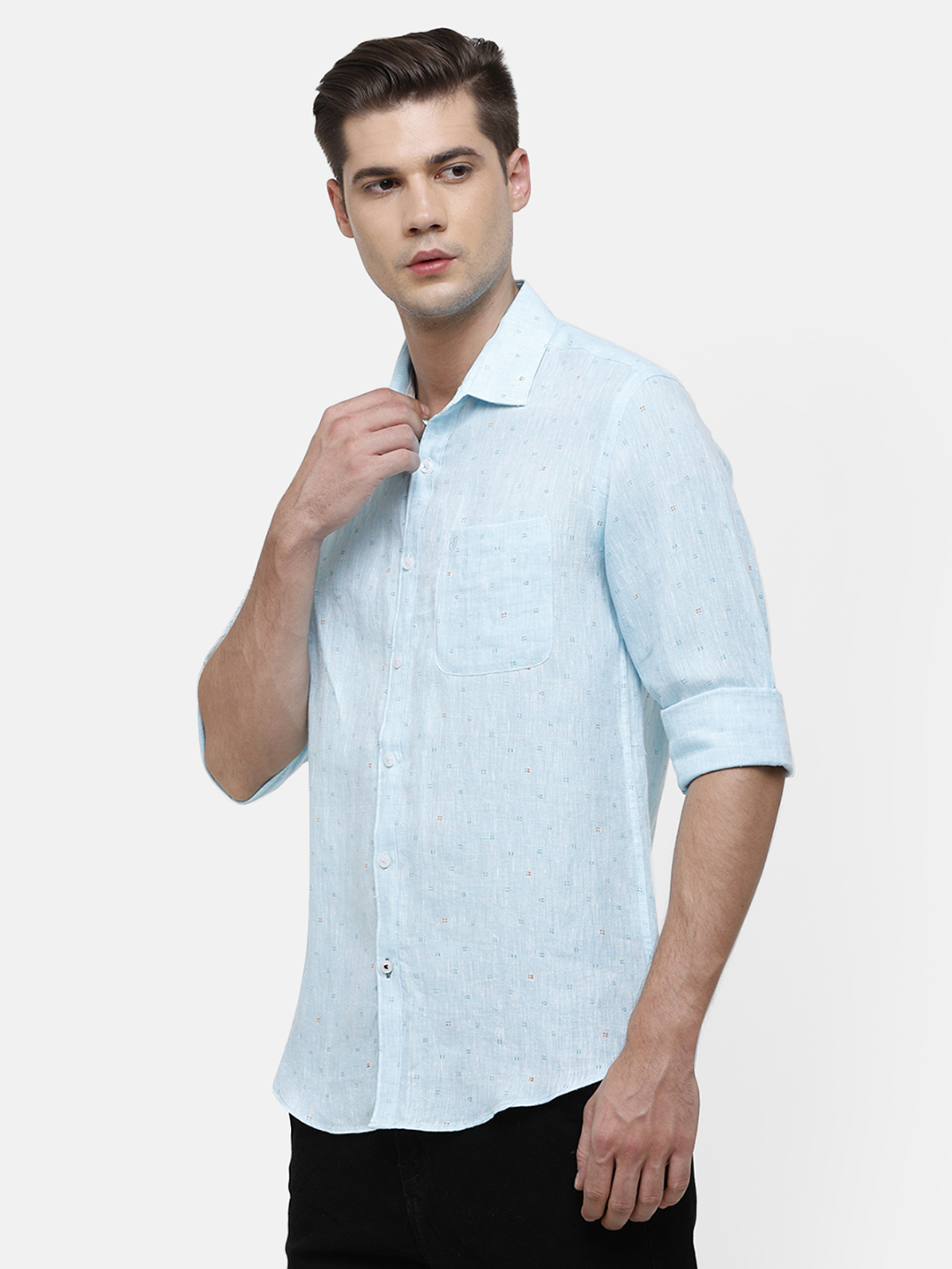 Linen Casual Blue Printed Shirt - Fuji