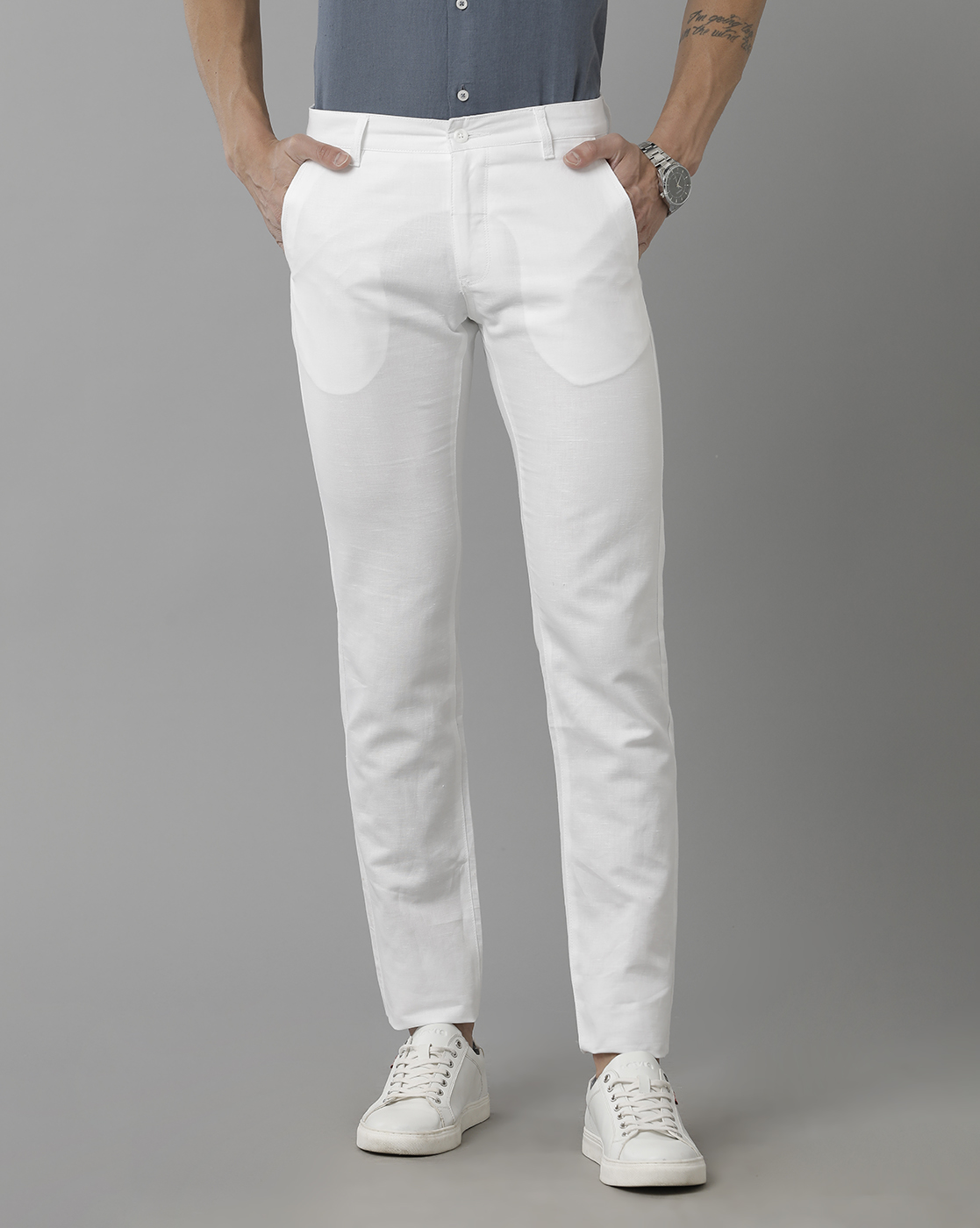 Slim fit cotton blend chino trousers  Massimo Dutti