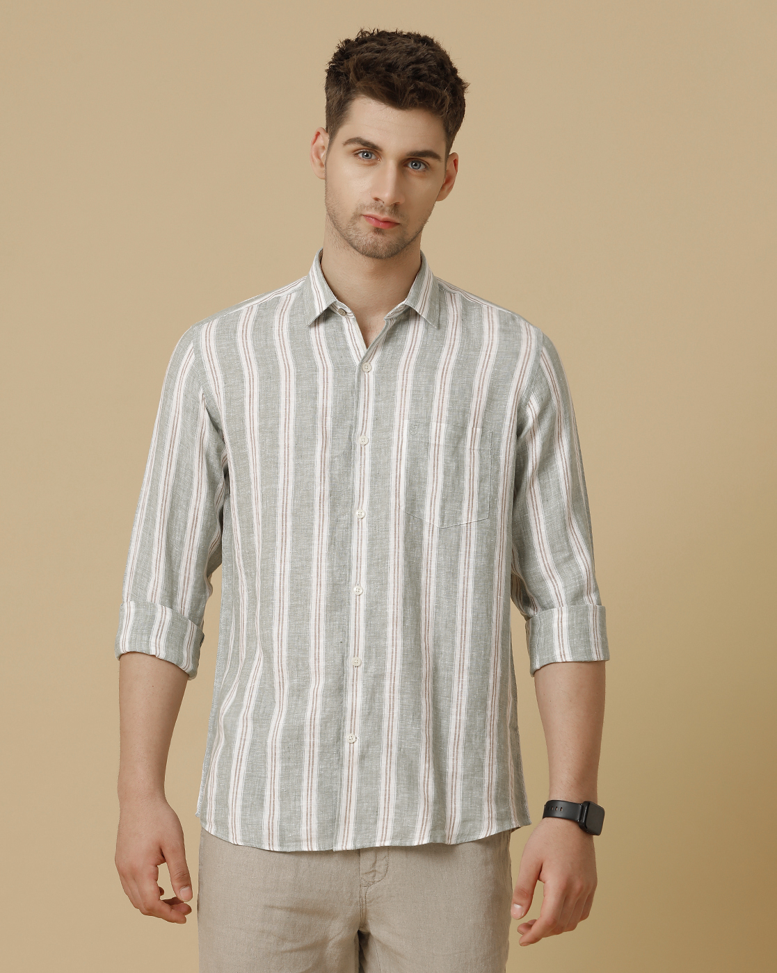 Tシャツ・カットソー PESERICO SS25 Pure linen striped canvas shirt (S06115 985) S06115_02610_985.jpg?v=1737022272